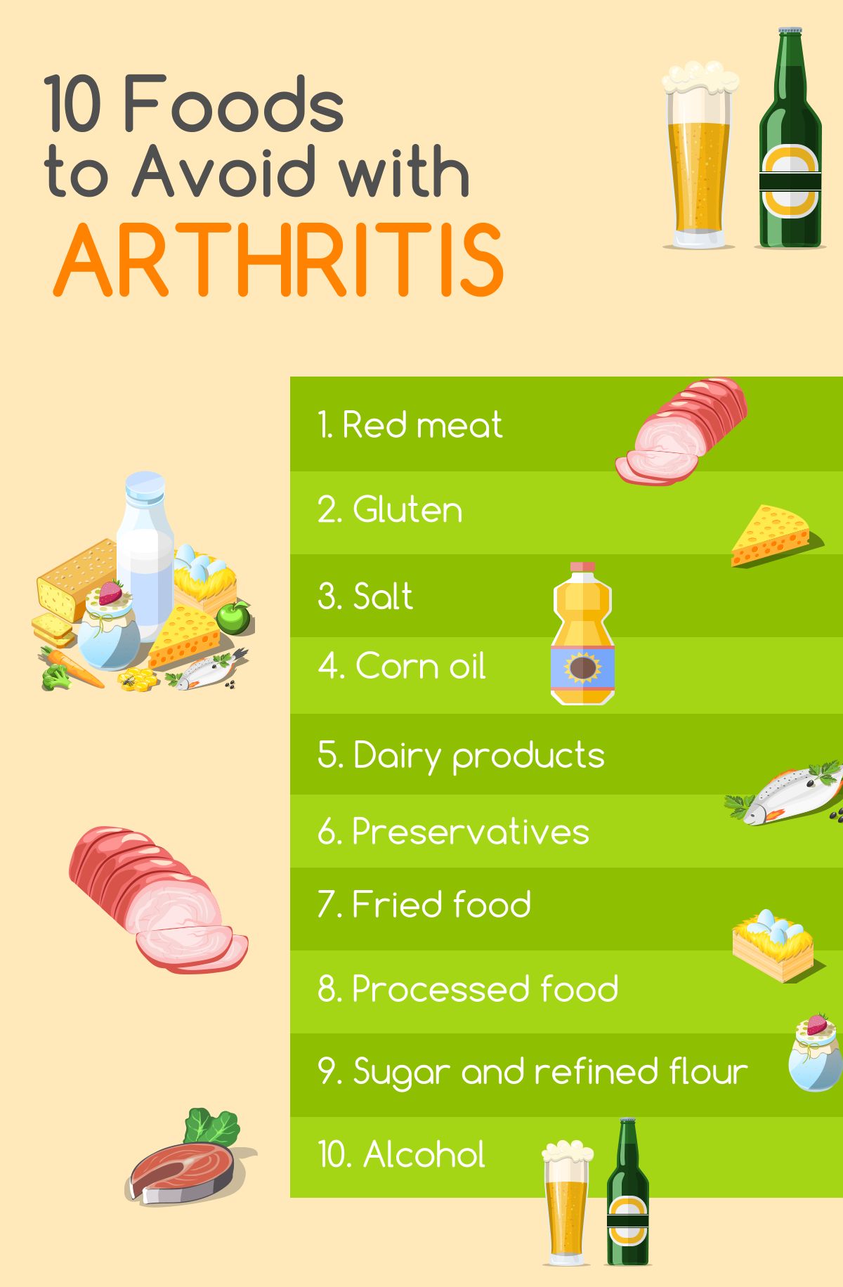 10 Foods to Avoid with Arthritis #Arthritis #Health #Homecare