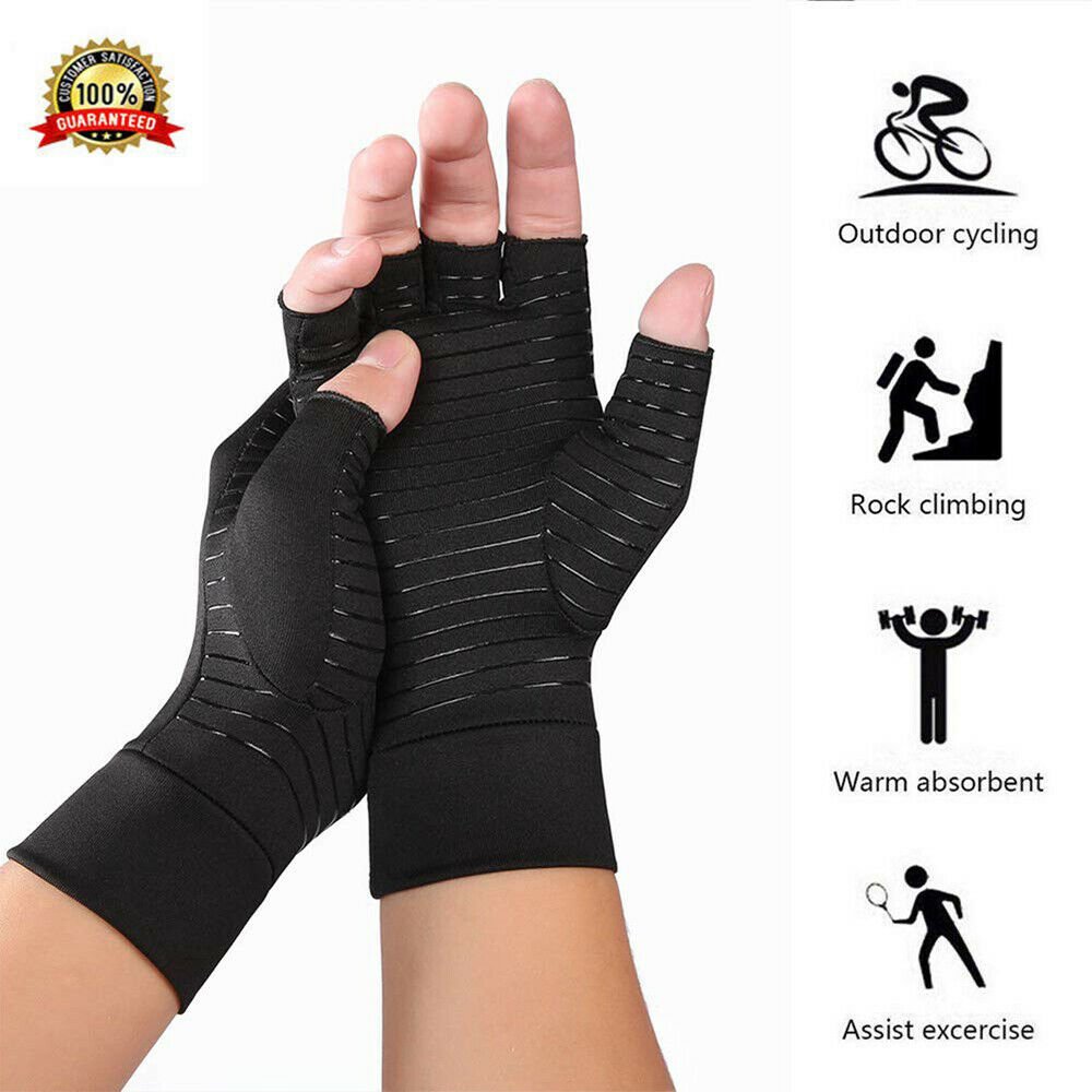 1Pair New Copper Arthritis Compression Gloves Fit Hand Support Joint ...