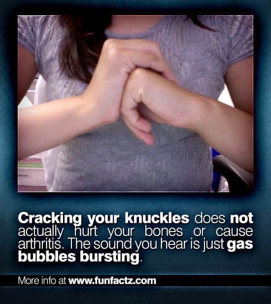 Cracking your knuckles does not actually hurt your bones or cause ...