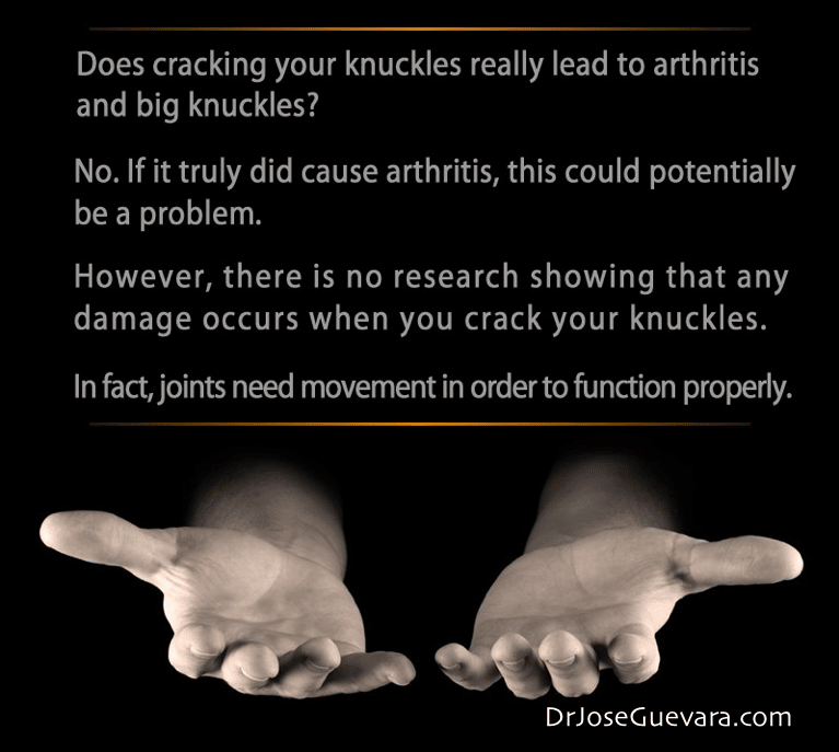 Does cracking your knuckles cause arthritis? http://DrJoseGuevara.com ...