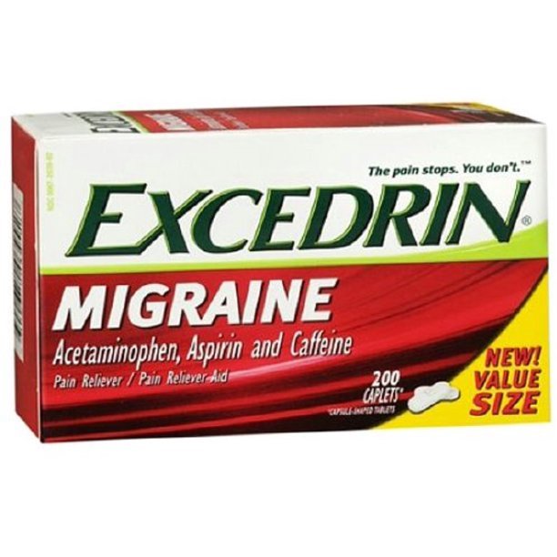 Excedrin Migraine Pain Reliever Caplets 200 ea (Pack of 3 ...
