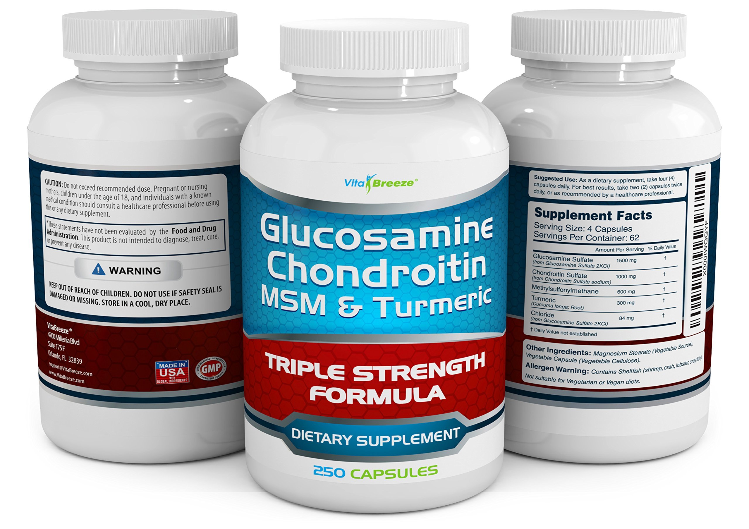 Glucosamine Chondroitin, MSM &  Turmeric Dietary Supplement