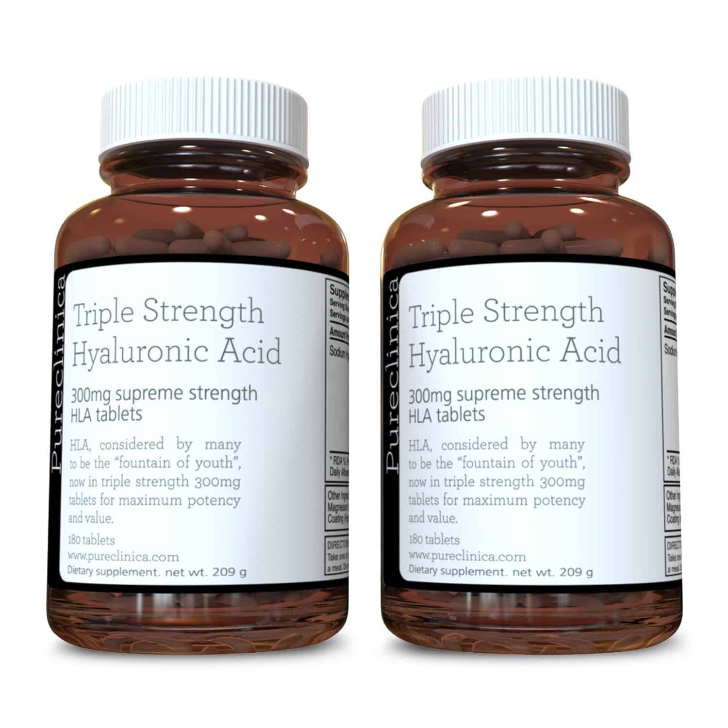 Hyaluronic Acid 300mg x 360 Tablets (2 Bottles of 180 Tablets per ...