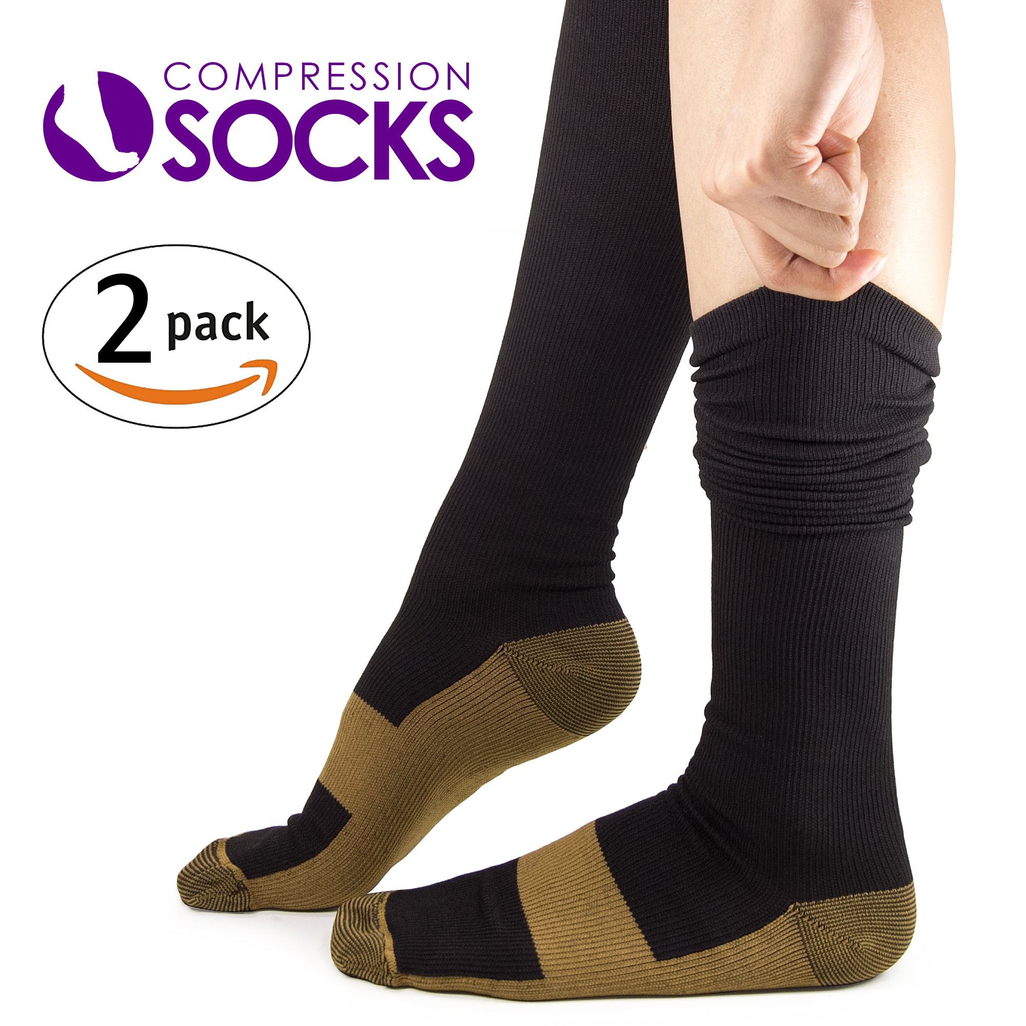 KroO Knee High Compression Socks (2 pack) for Men, Women ...