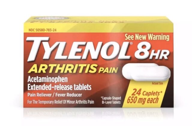 Tylenol 8 HR Arthritis Pain Extended Release Caplets, 650 Mg, 24 Count ...